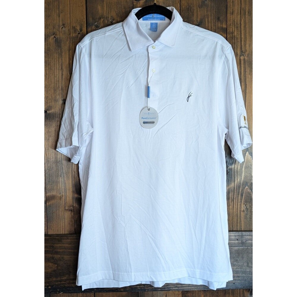 Fairway & Greene Polo Shirt Mens Small White Pureformance Golf Hallbrook Cup NWT